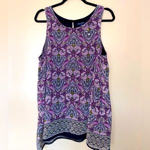 Max Edition dressy tank top, Sz XL, purple and paisley print, worn once.